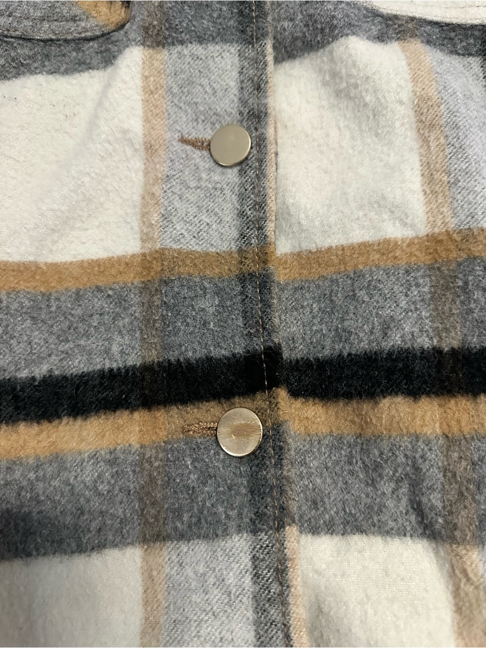 ZARA Plaid Oversized Shacket Overshirt Jacket Cream Grey Camel S - Picture 2 of 4